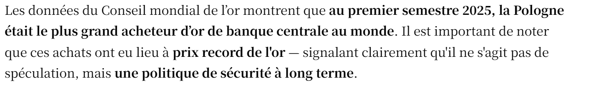 Achats d'or banques centrales