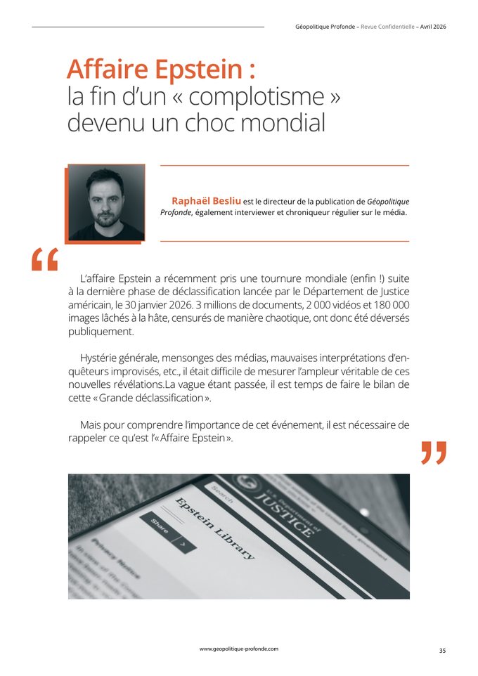 Affaire Epstein, Revue Confidentielle n°34