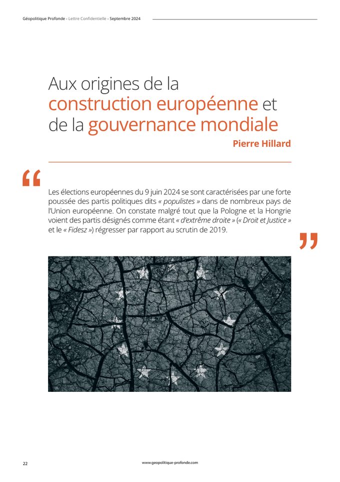 Construction européenne et gouvernance mondiale, Revue Confidentielle n°16